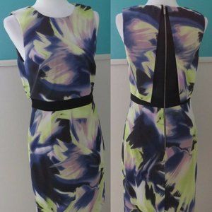 Karen Millen Dramatic Dress, sz 10 (green, purple)